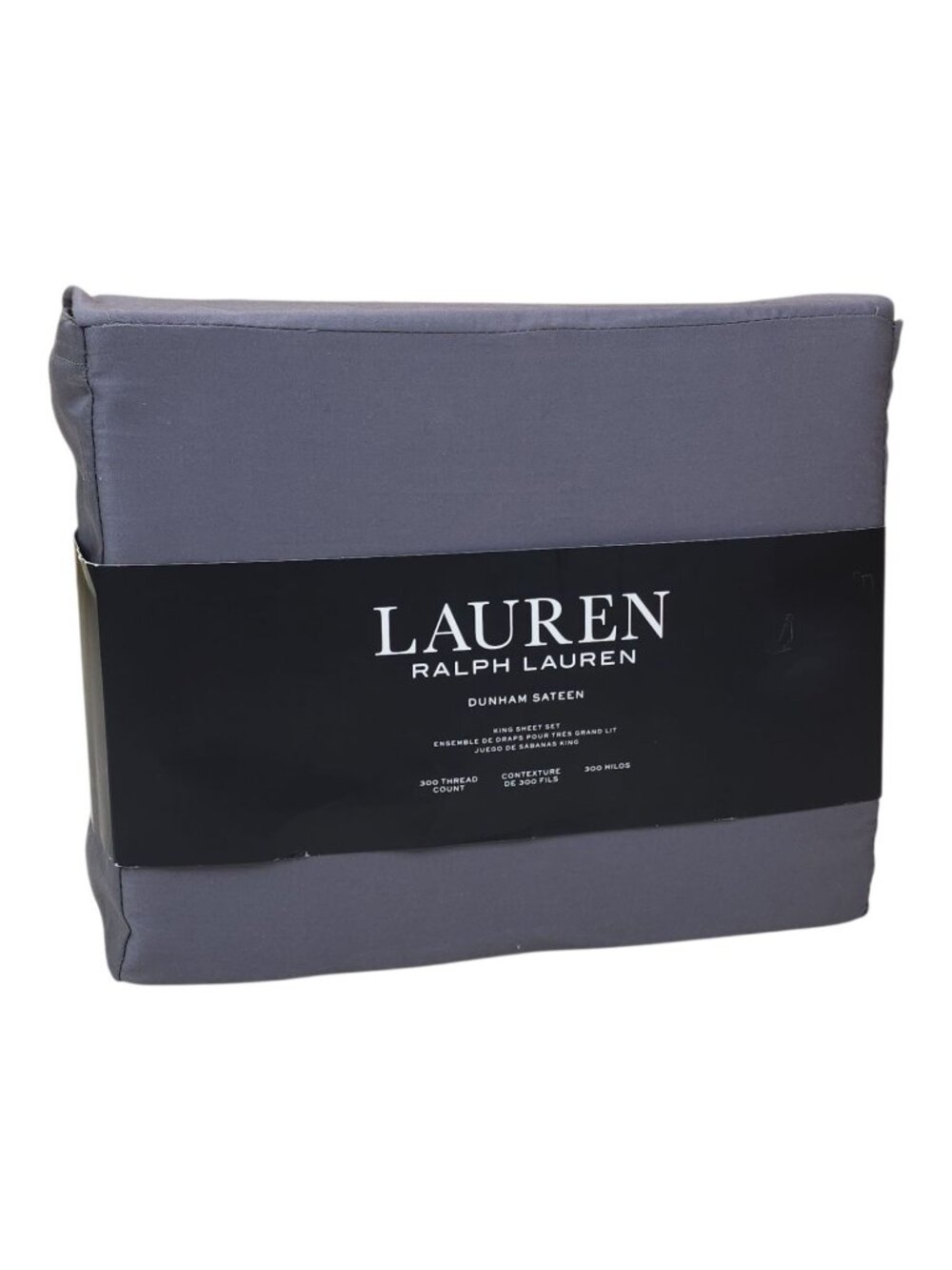 Lauren Ralph Lauren King Size Dunham Sateen Sheet Set Cotton Charcoal Gray